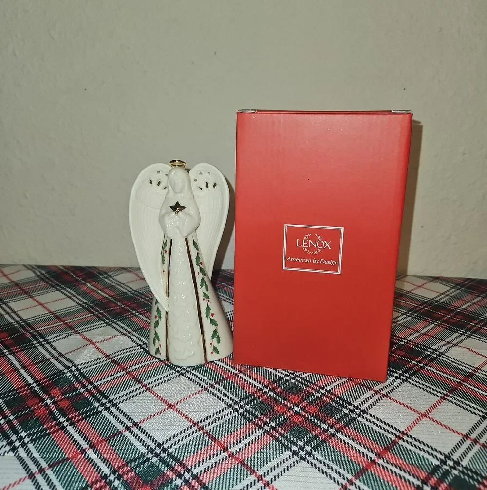 Lenox Ivory and Gold Holiday Porcelain Angel Bell Ornament
